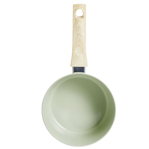 Casserole poign&eacute;e effet bois aluminium et c&eacute;ramique vert  &Oslash;18cm