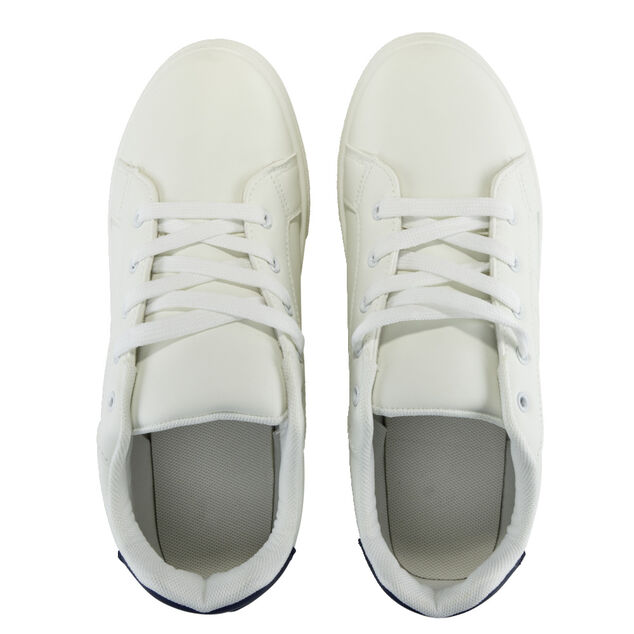 Baskets unisexe simili blanc rayures rouges et bleues T45