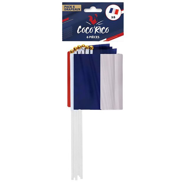Drapeaux Cocorico x6 bleu blanc rouge L30cm