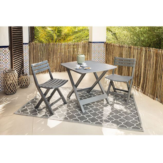 Tapis de jardin India motif chevron gris et blanc