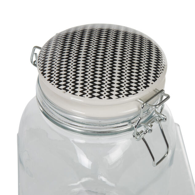 Bocal herm&eacute;tique transparent avec couvercle design ethnique 1,5 L