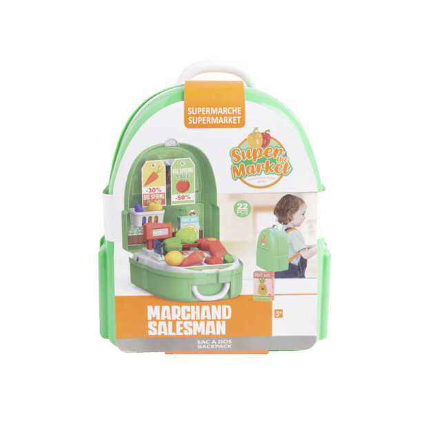 Sac &agrave; dos jouet enfant marchand supermarch&eacute; 22 pi&egrave;ces