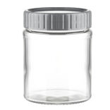 Bocal alimentaire en verre x2 couvercle plastique gris &Oslash;8xH10,5cm