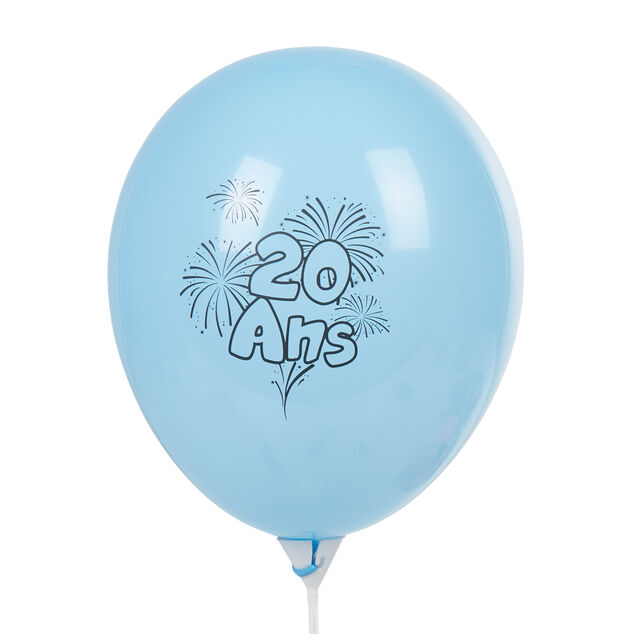 Ballon de baudruche anniversaire 20 ans multicolore x10