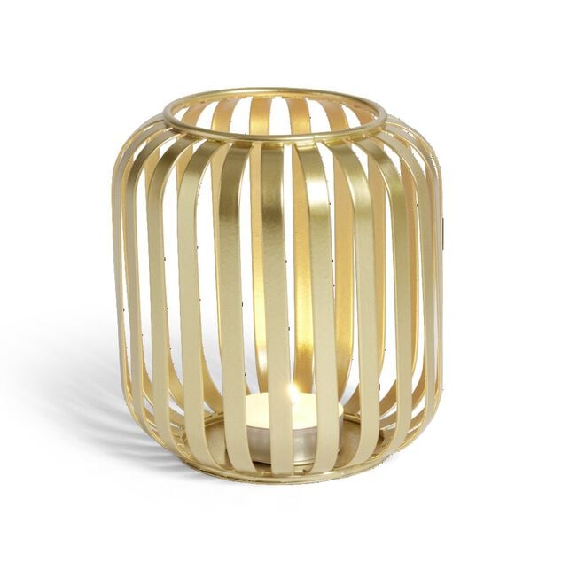 Lanterne ajour&eacute;e m&eacute;tal dor&eacute; &Oslash;10xH12cm