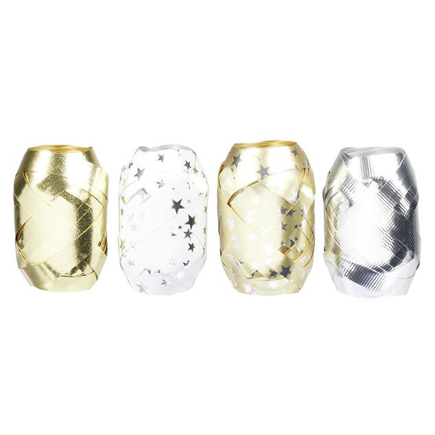 Bolduc m&eacute;tallis&eacute; blanc dor&eacute; argent&eacute; x4