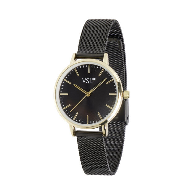 Montre femme bracelet maille milanaise inox noir