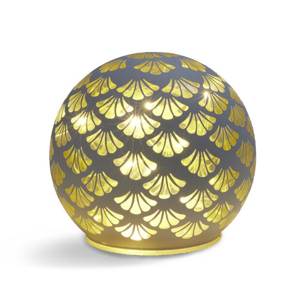 Boule d&eacute;co LED verre et m&eacute;tal blanche &Oslash;12cm