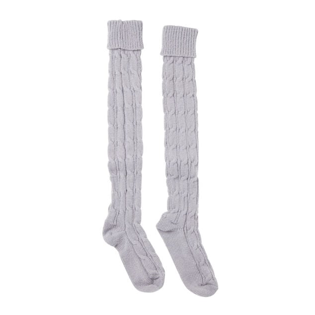 Chaussettes hautes style tricot femme grises ou blanches
