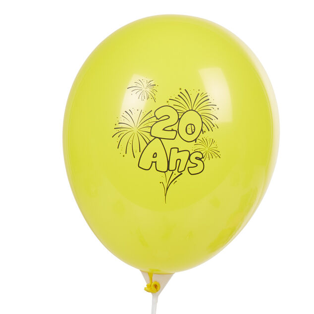 Ballon de baudruche anniversaire 20 ans multicolore x10
