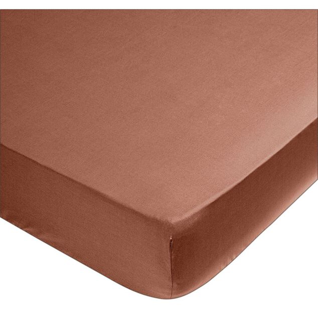 Drap housse 90x190 cm couleur terre de sienne