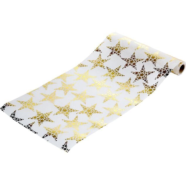 Chemin de table Blanc motifs &Eacute;toiles