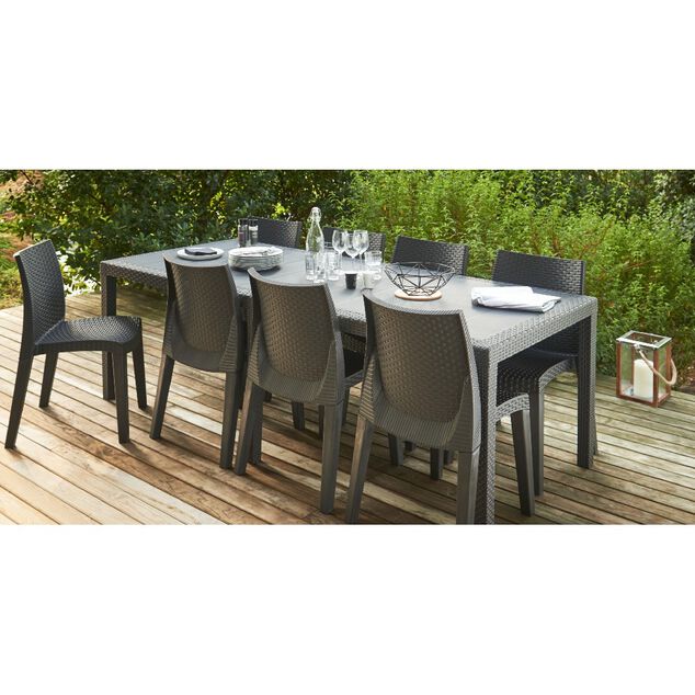 Table rectangulaire r&eacute;sine 10 personnes gris