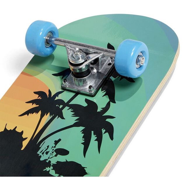 Skateboard 28 pouces coucher de soleil orange noir bleu