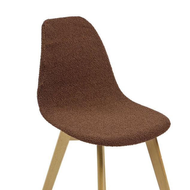 Housse de chaise tissu bouclette marron 45x40x48cm