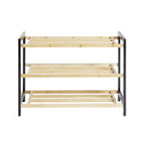 Range chaussures 3 niveaux en bambou noir et naturel  70x30xH50cm