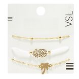 Bracelet 3 rangs dor&eacute; avec pendentifs