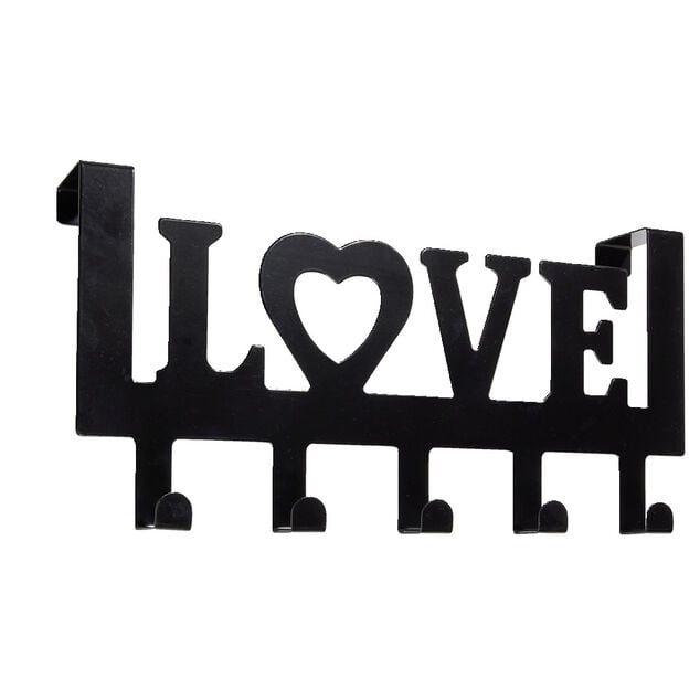 Crochet de porte LOVE en m&eacute;tal blanc ou noir 36,5x16,5cm - 2 mod&egrave;les