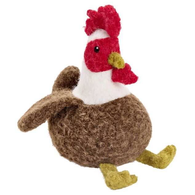 Jouet pour chien peluche fibre poule marron L28cm
