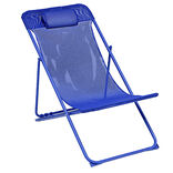 Chilienne pliante Garden acier et textil&egrave;ne bleu 82x56xH90cm