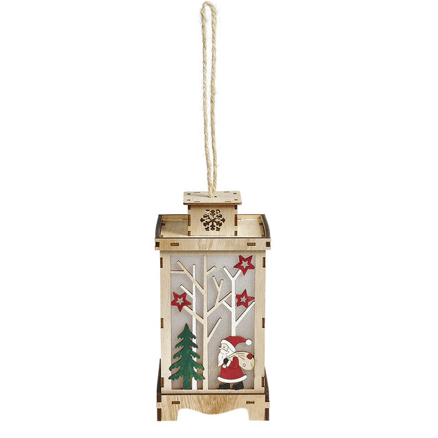 Lanterne lumineuse int&eacute;rieur en bois d&eacute;cor No&euml;l