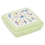 Boîte à goûter carrée plastique vert 15x14,5xH5cm