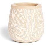 Pot de jardin terre cuite motif fleur blanche &Oslash;20xH20cm