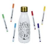 Kit gourde isotherme 350mL &agrave; colorier avec 6 marqueurs