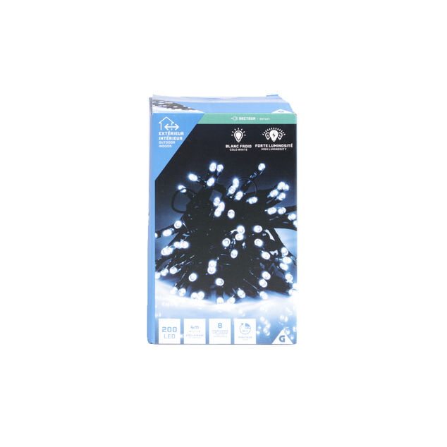 Guirlande lumineuse ext&eacute;rieur 200LED cluster blanc froid 4m