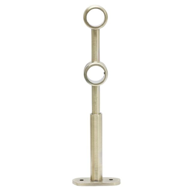 Support double extensible m&eacute;tal dor&eacute; pour tringle &Oslash;2xL17,5/20cm