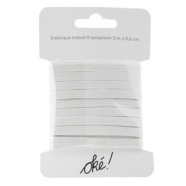 &Eacute;lastique tress&eacute; blanc 6mm L5m