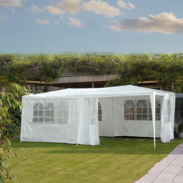 Tonnelle de r&eacute;ception &agrave; fen&ecirc;tres Palerme UPF50+ 590x290xH255cm 17m&sup2;