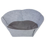 Panier couchage petit chien forme fleur gris clair et fonc&eacute;