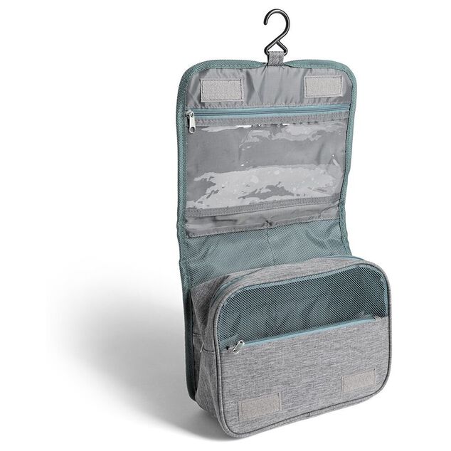 Organiseur camping tissu gris et bleu 15L