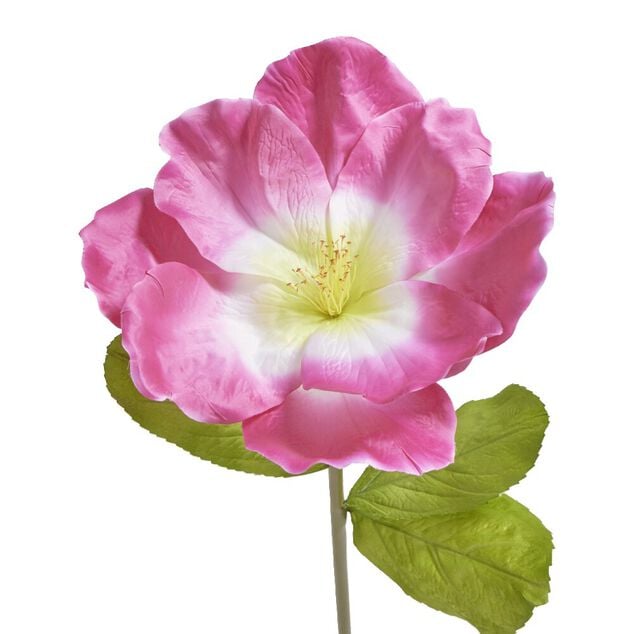 Fleur artificielle rose et blanche tige XXL H105cm