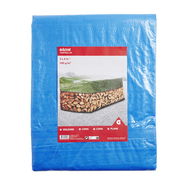 B&acirc;che 3x4m - 100g/m&sup2; - PVC bleu