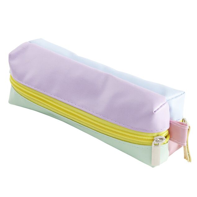 Trousse double ouverture simili multicolore pastel L20cm