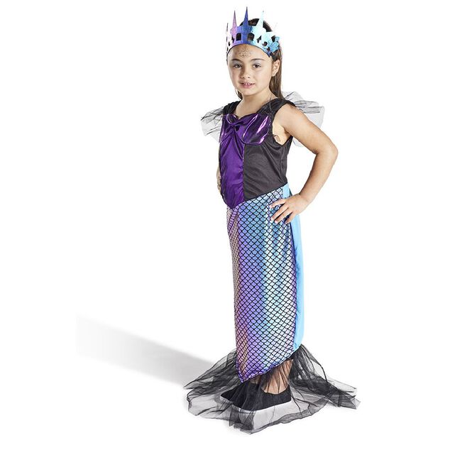 D&eacute;guisement enfant sir&egrave;ne robe et serre-t&ecirc;te noir et violet 11/14ans