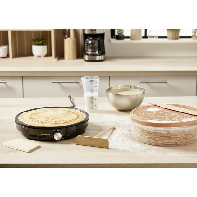 Kit &agrave; cr&ecirc;pe ustensiles 3 pi&egrave;ces (verre doseur/spatule/T)