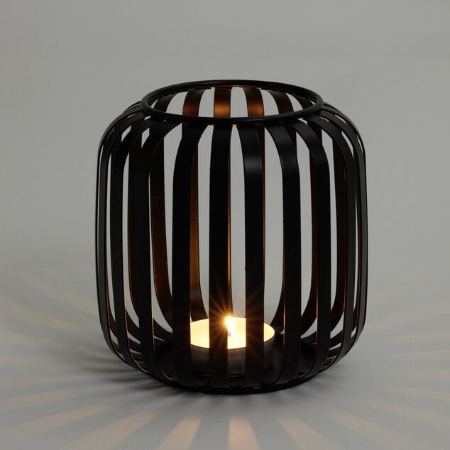 Lanterne ajourée métal noir Ø10xH12cm