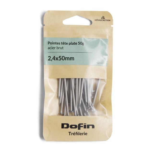 Lot de 50 pointes &agrave; t&ecirc;te plate 50mm