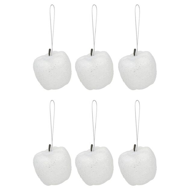 Pomme à paillettes à suspendre Noël x6