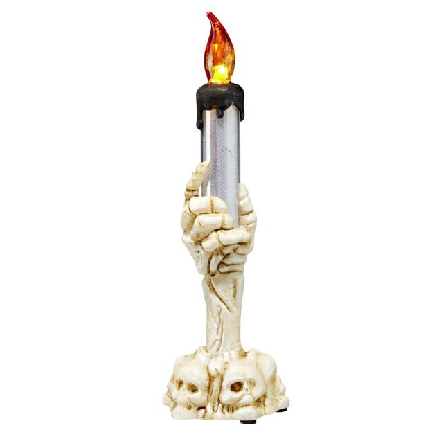 Bougeoir Halloween d&eacute;coratif main squelette LED H15cm (2 mod&egrave;les)