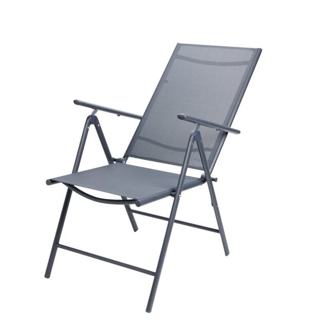 Fauteuil de jardin acier et textil&egrave;ne gris Oslow 7 positions 56xH107x66cm
