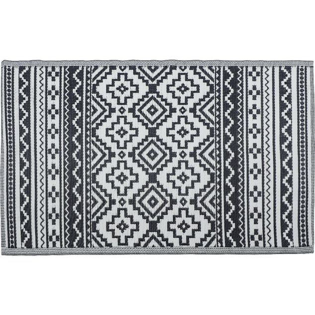 Tapis de jardin rectangulaire India design ethnique gris 120x180cm