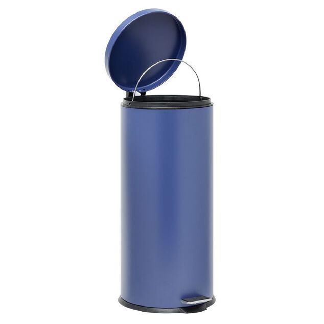 Poubelle ronde &agrave; p&eacute;dale m&eacute;tal Bleu 30l