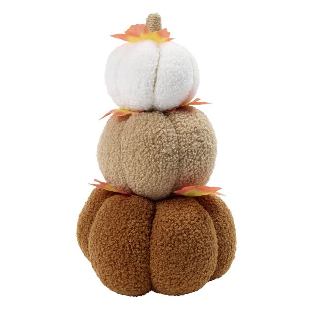 Citrouille superpos&eacute;es automne x3 coton et laine boucl&eacute;e