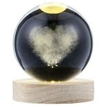 Boule de cristal gravée socle LED thème coeur Ø9xH10cm