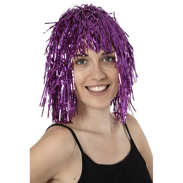 Perruque disco m&eacute;tallique brillant uni 20xH25cm (2 mod&egrave;les)