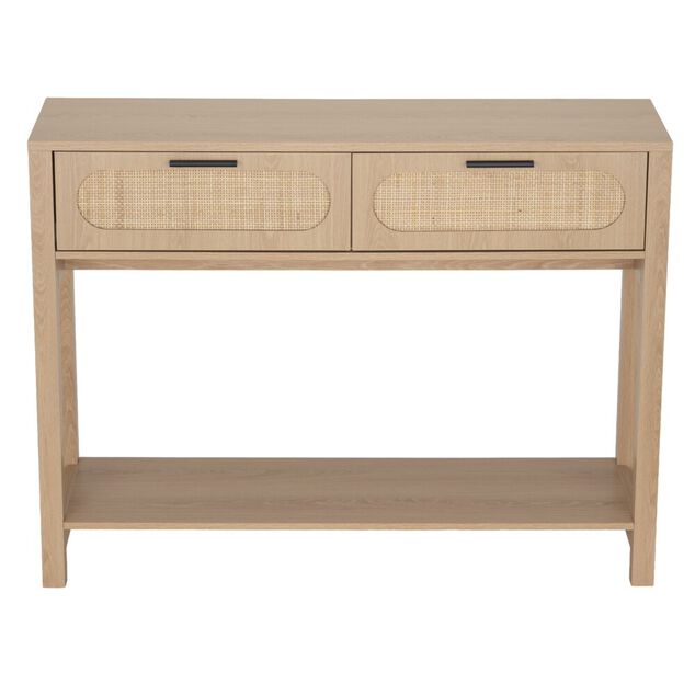 Console en bois et rotin Kanna 2 tiroirs 100x30xH75cm